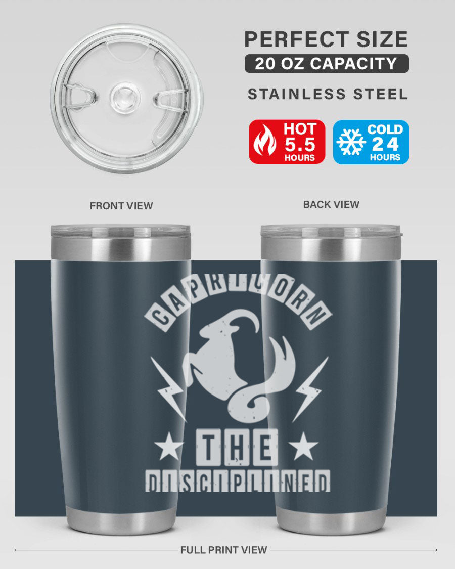 Capricorn 183# Zodiac Tumbler in stainless steel with a stylish design, perfect for hot and cold beverages.