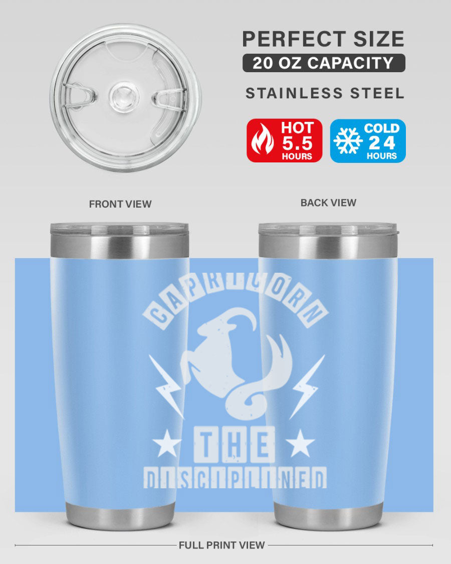 Capricorn 183# Zodiac Tumbler in stainless steel with a stylish design, perfect for hot and cold beverages.