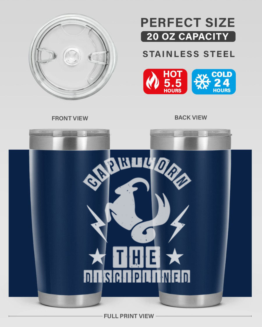 Capricorn 183# Zodiac Tumbler in stainless steel with a stylish design, perfect for hot and cold beverages.