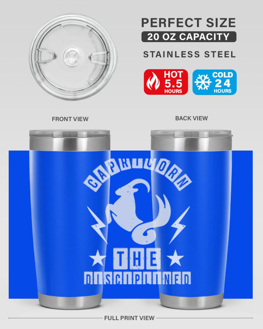 Capricorn 183# Zodiac Tumbler in stainless steel with a stylish design, perfect for hot and cold beverages.