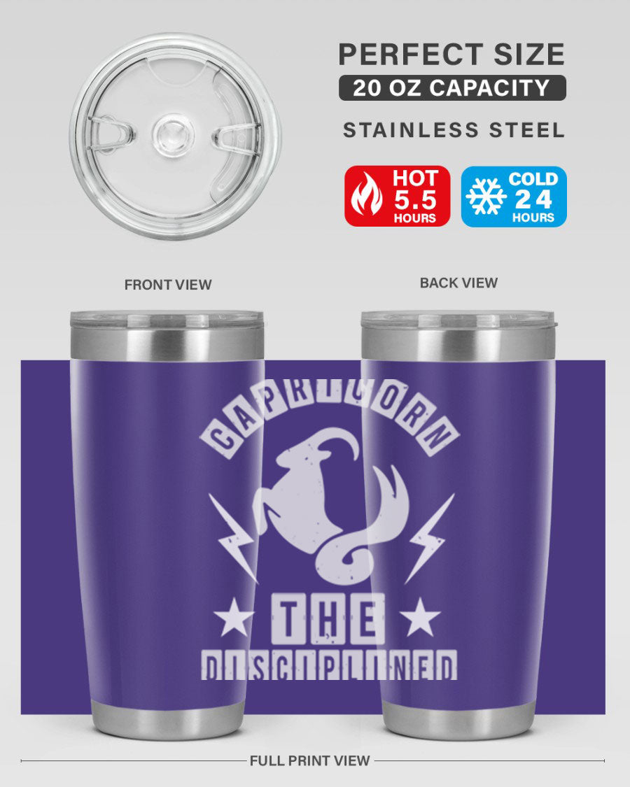 Capricorn 183# Zodiac Tumbler in stainless steel with a stylish design, perfect for hot and cold beverages.