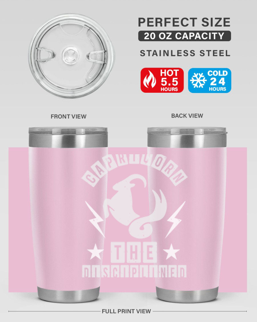 Capricorn 183# Zodiac Tumbler in stainless steel with a stylish design, perfect for hot and cold beverages.