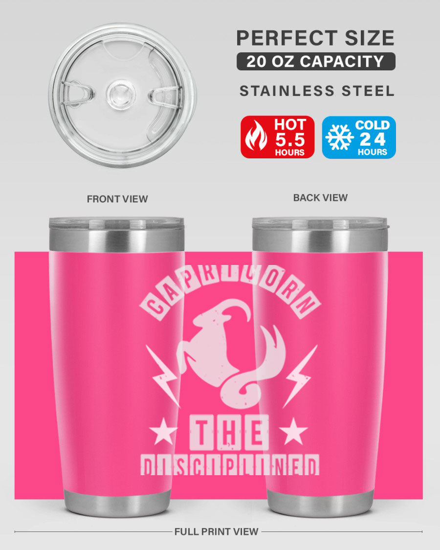 Capricorn 183# Zodiac Tumbler in stainless steel with a stylish design, perfect for hot and cold beverages.
