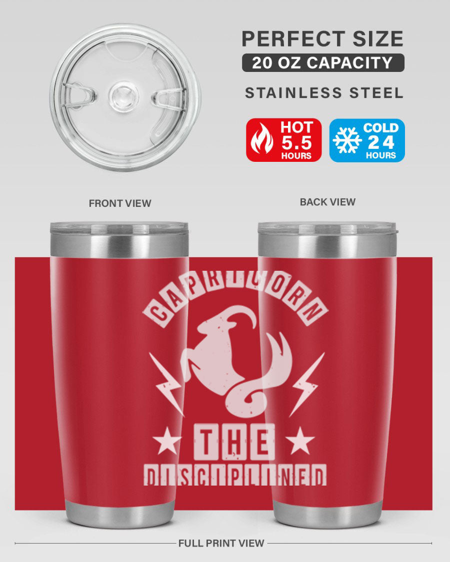 Capricorn 183# Zodiac Tumbler in stainless steel with a stylish design, perfect for hot and cold beverages.