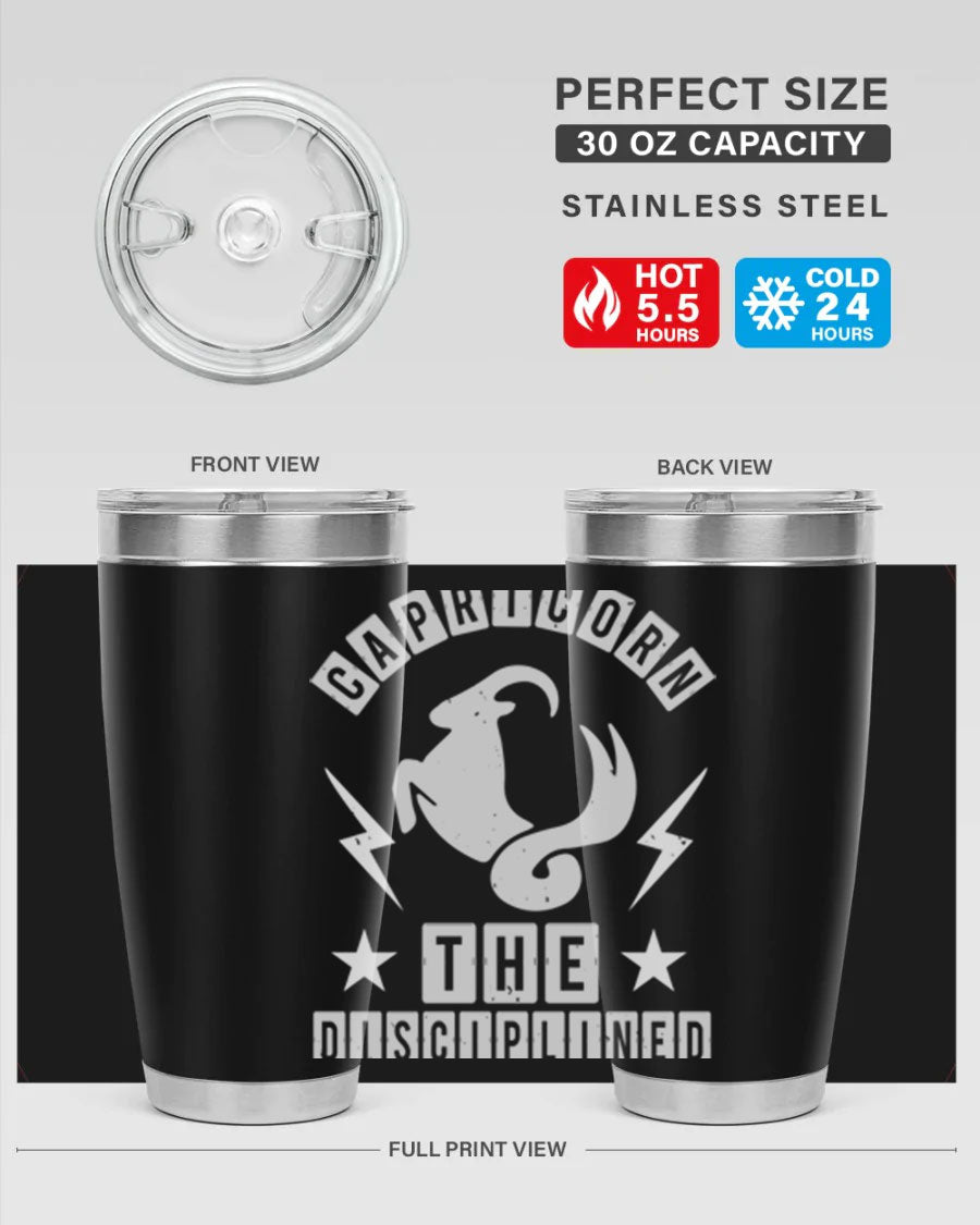 Capricorn 183# Zodiac Tumbler in stainless steel with a stylish design, perfect for hot and cold beverages.