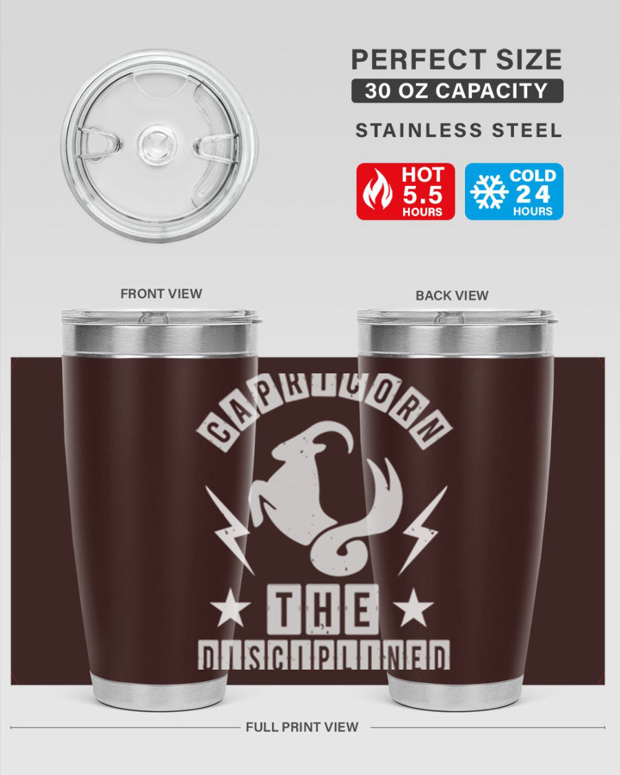 Capricorn 183# Zodiac Tumbler in stainless steel with a stylish design, perfect for hot and cold beverages.