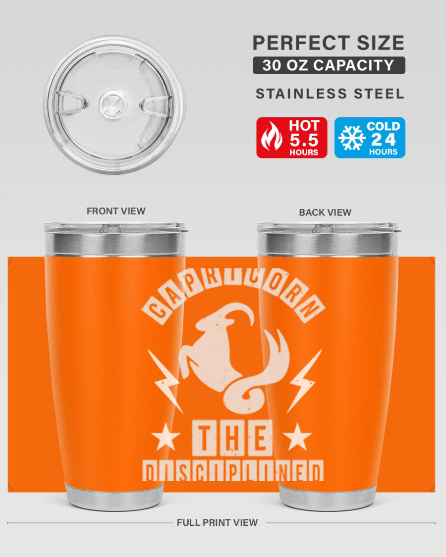 Capricorn 183# Zodiac Tumbler in stainless steel with a stylish design, perfect for hot and cold beverages.