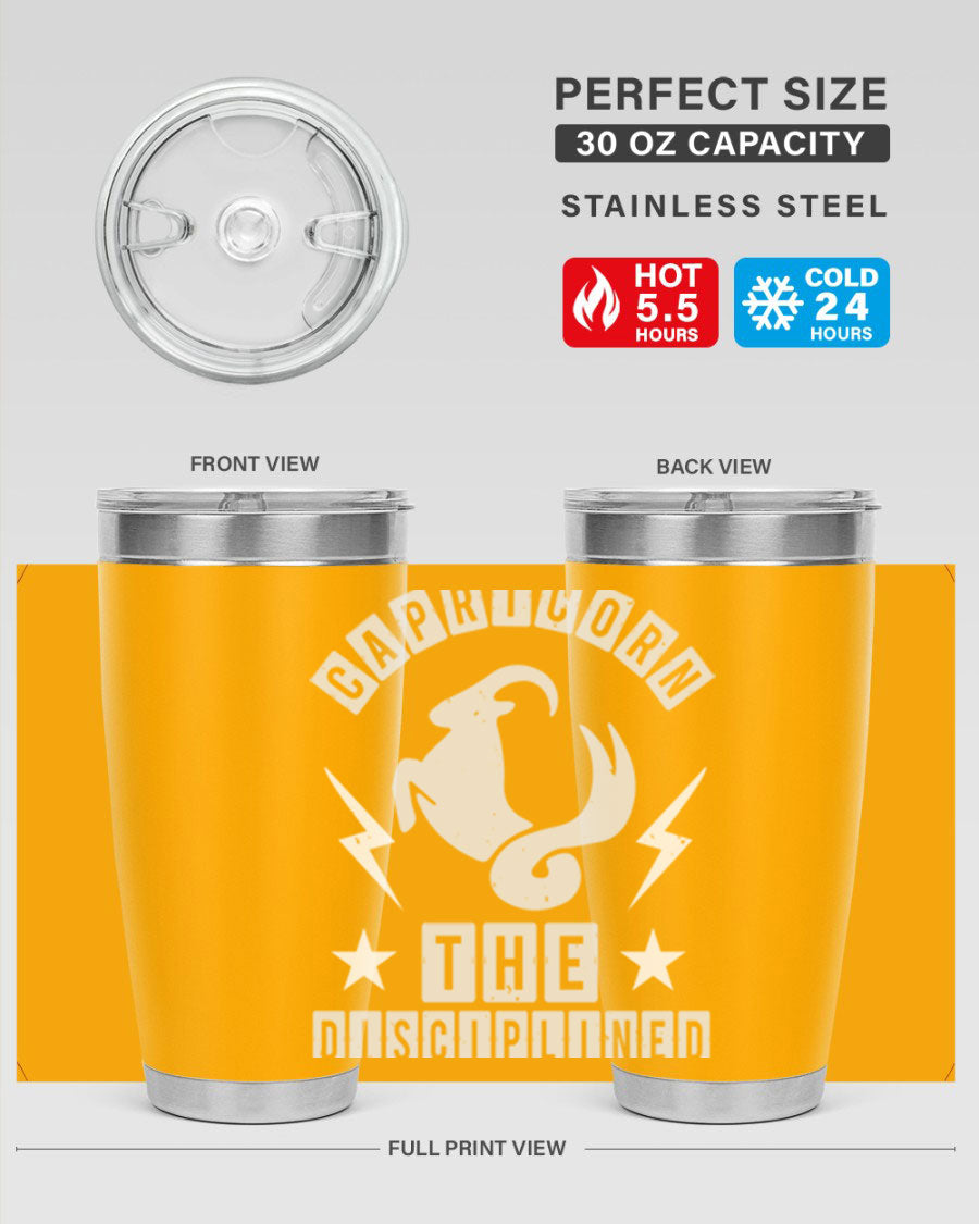Capricorn 183# Zodiac Tumbler in stainless steel with a stylish design, perfect for hot and cold beverages.