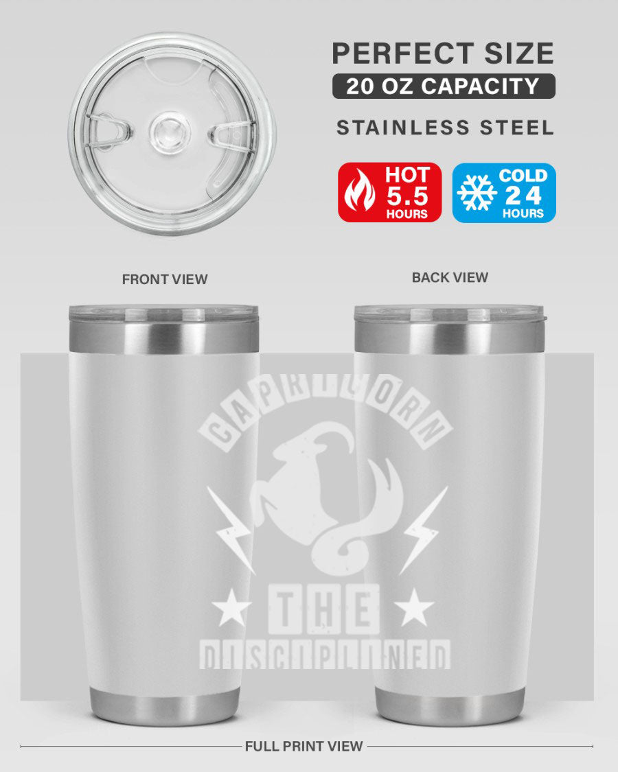 Capricorn 183# Zodiac Tumbler in stainless steel with a stylish design, perfect for hot and cold beverages.