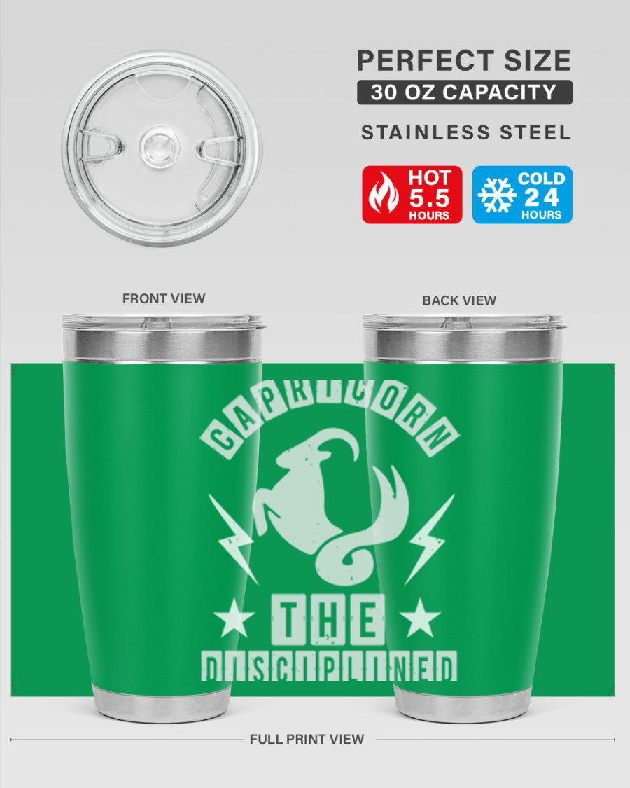 Capricorn 183# Zodiac Tumbler in stainless steel with a stylish design, perfect for hot and cold beverages.