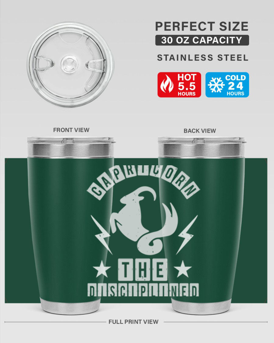 Capricorn 183# Zodiac Tumbler in stainless steel with a stylish design, perfect for hot and cold beverages.