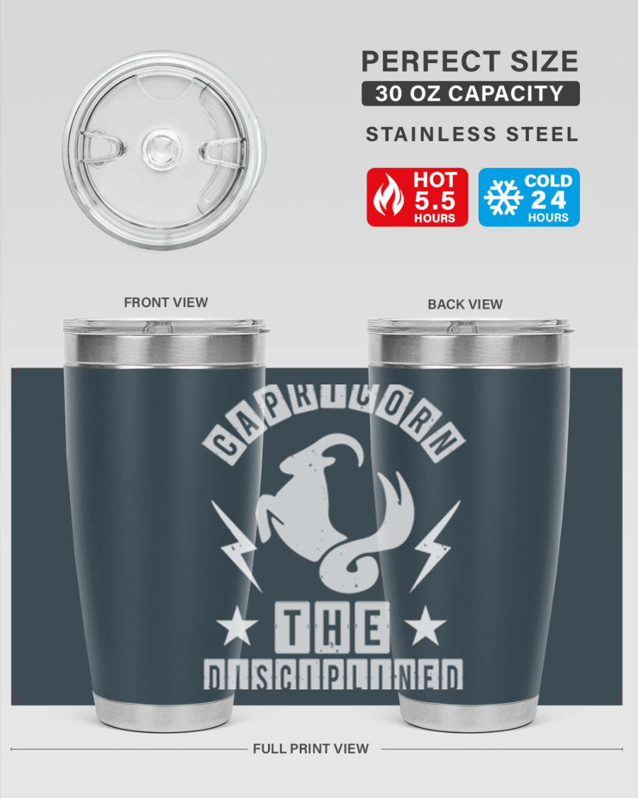 Capricorn 183# Zodiac Tumbler in stainless steel with a stylish design, perfect for hot and cold beverages.