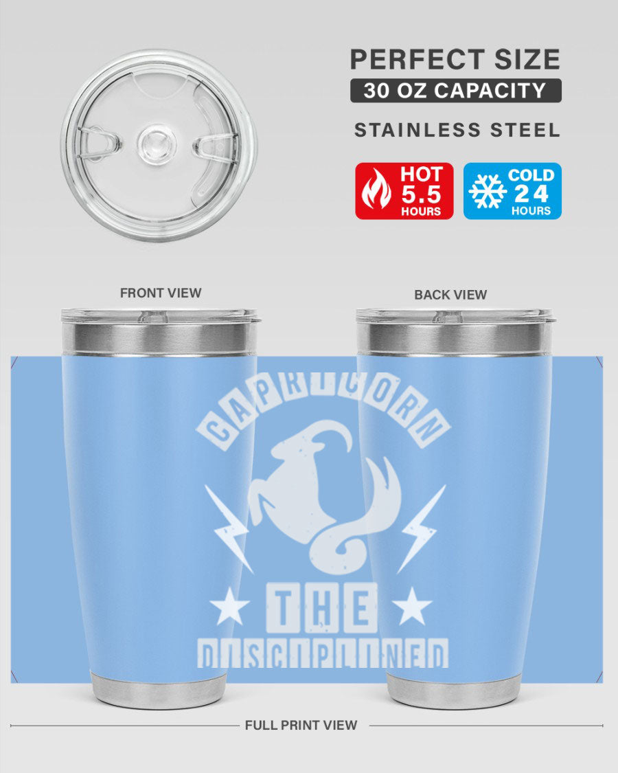 Capricorn 183# Zodiac Tumbler in stainless steel with a stylish design, perfect for hot and cold beverages.