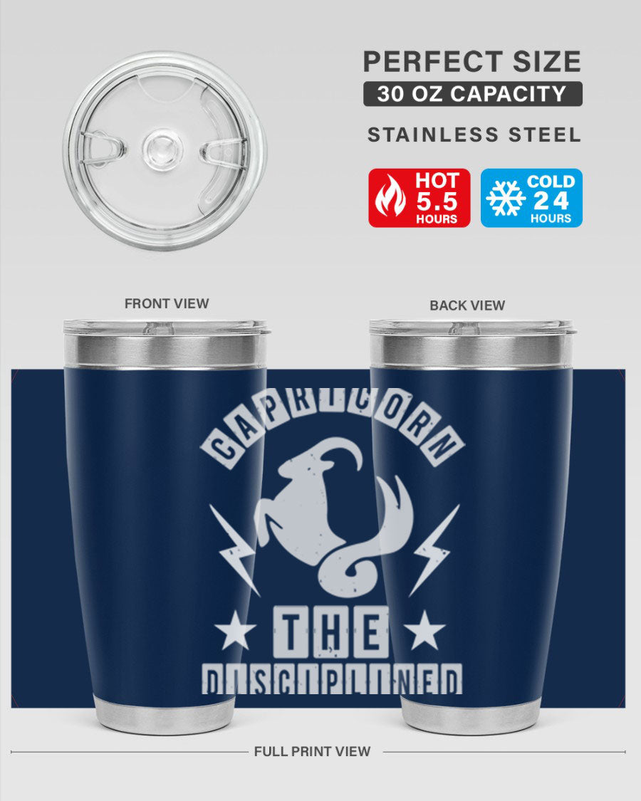 Capricorn 183# Zodiac Tumbler in stainless steel with a stylish design, perfect for hot and cold beverages.