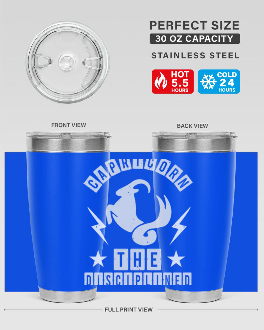 Capricorn 183# Zodiac Tumbler in stainless steel with a stylish design, perfect for hot and cold beverages.