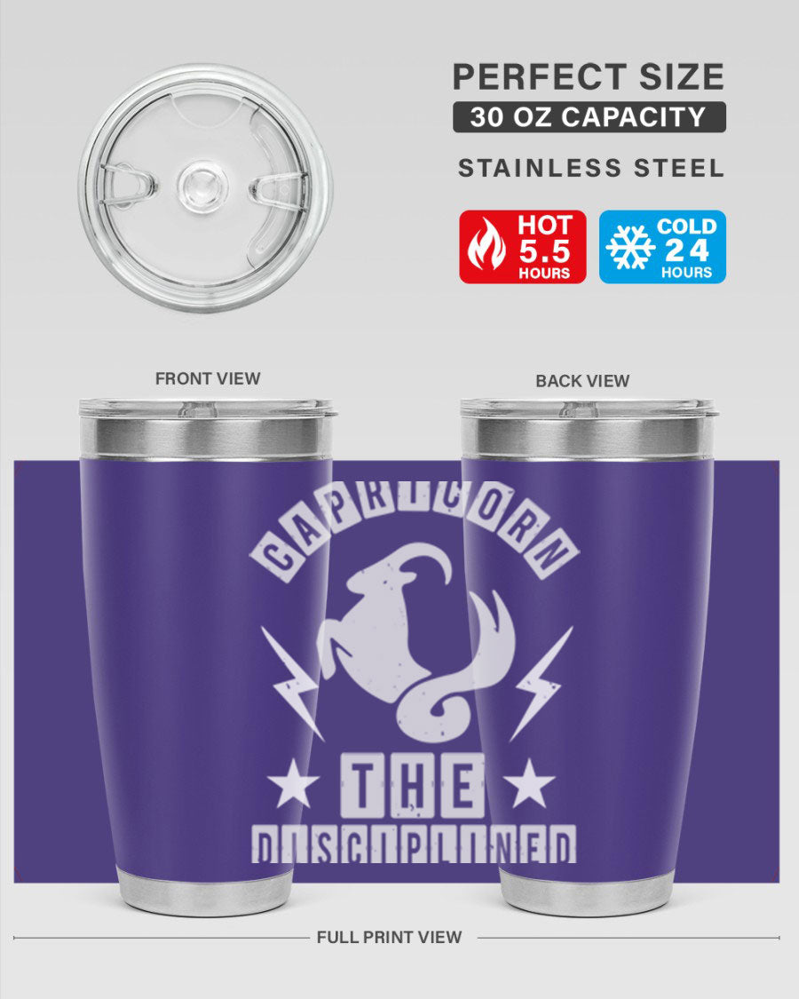 Capricorn 183# Zodiac Tumbler in stainless steel with a stylish design, perfect for hot and cold beverages.