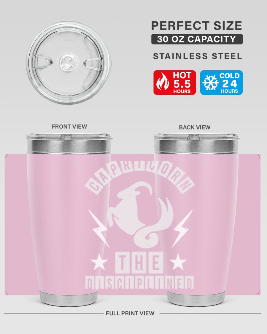 Capricorn 183# Zodiac Tumbler in stainless steel with a stylish design, perfect for hot and cold beverages.