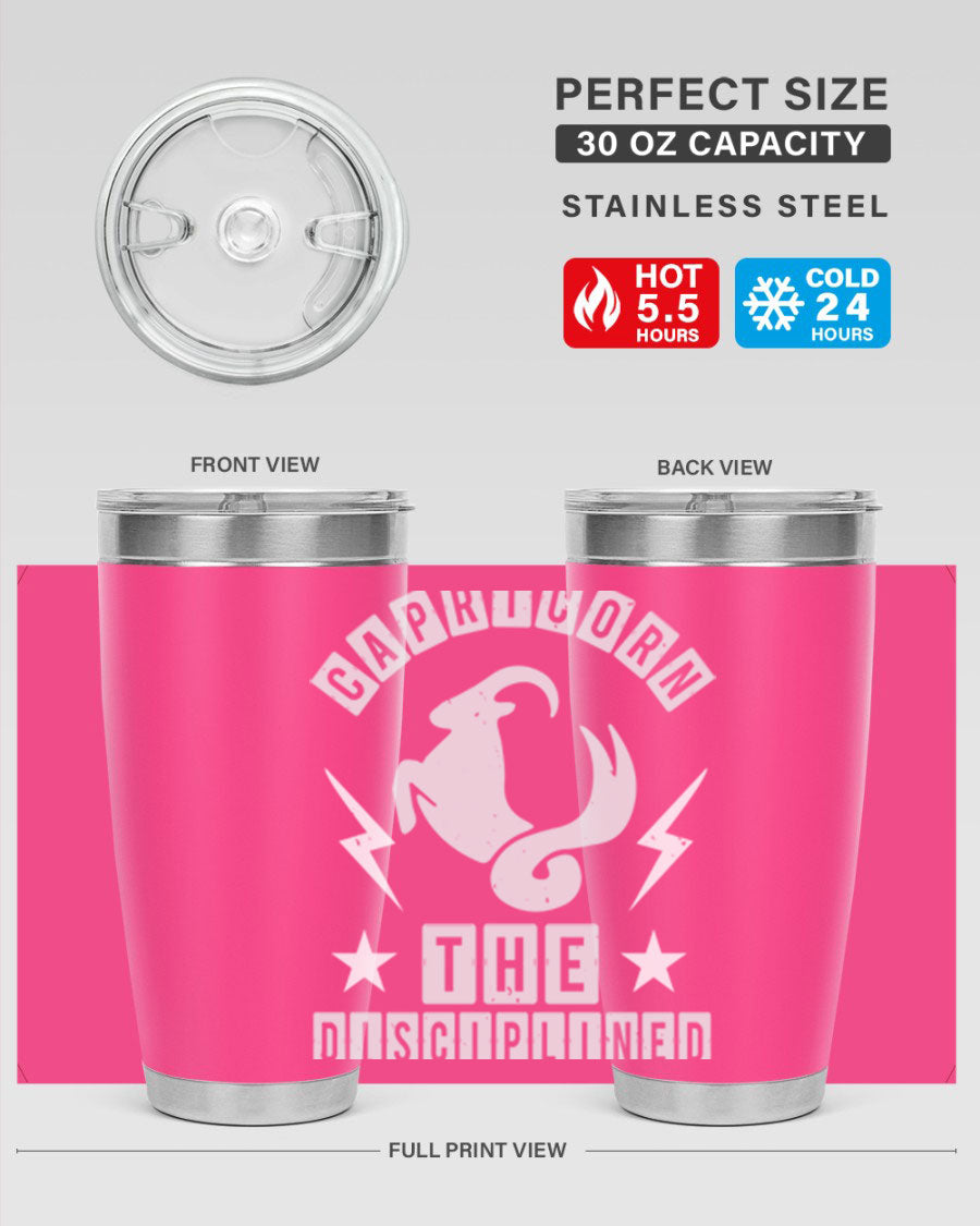 Capricorn 183# Zodiac Tumbler in stainless steel with a stylish design, perfect for hot and cold beverages.