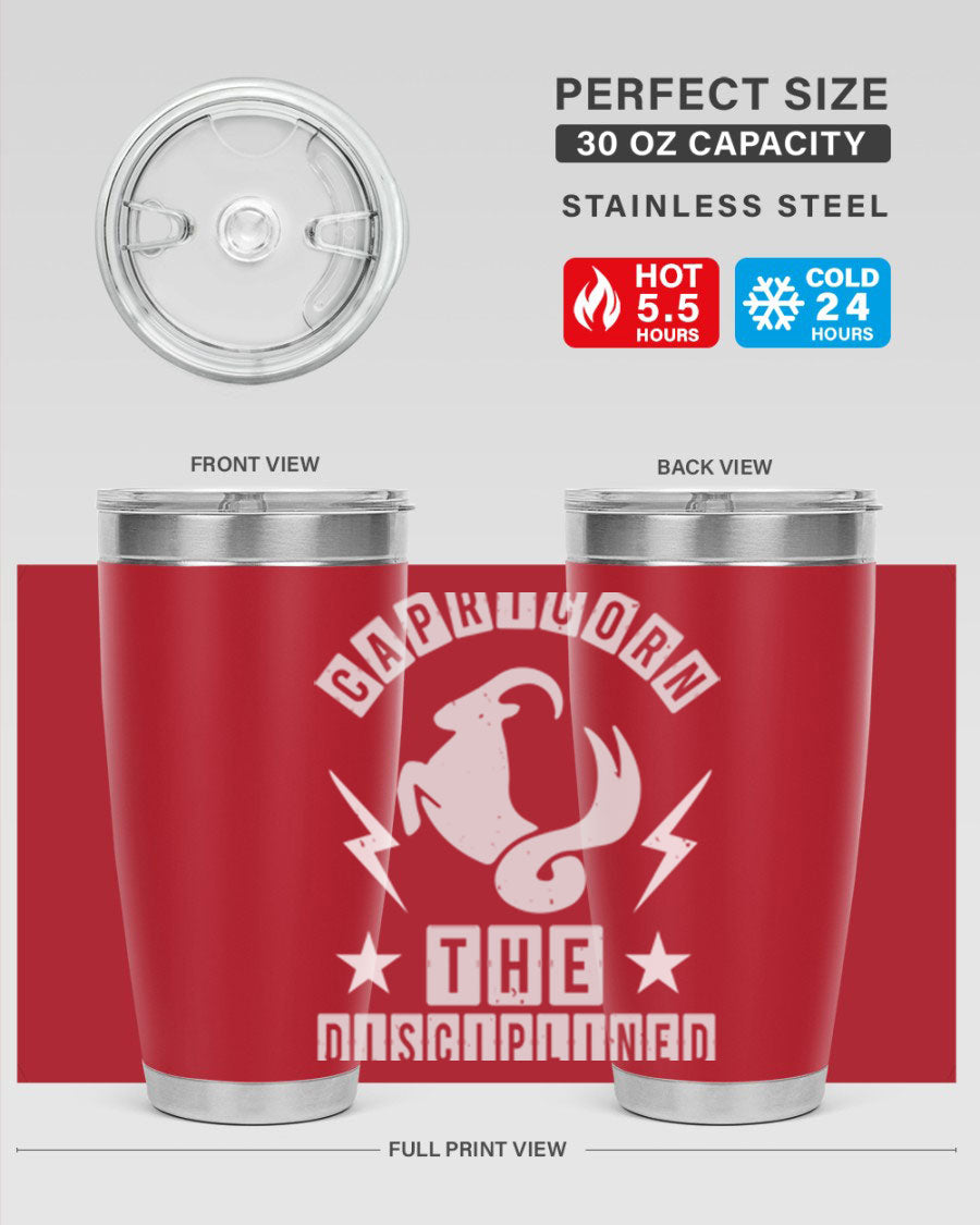 Capricorn 183# Zodiac Tumbler in stainless steel with a stylish design, perfect for hot and cold beverages.