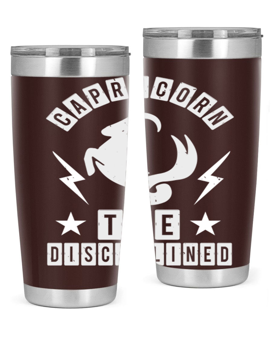 Capricorn 183# Zodiac Tumbler in stainless steel with a stylish design, perfect for hot and cold beverages.