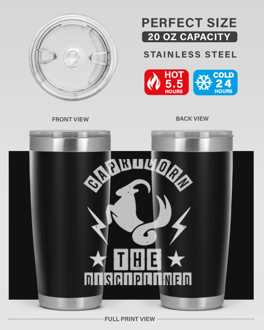 Capricorn 183# Zodiac Tumbler in stainless steel with a stylish design, perfect for hot and cold beverages.