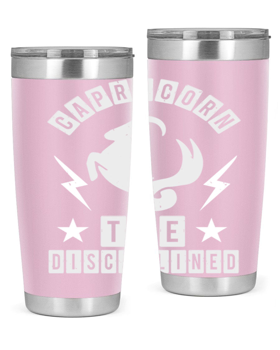Capricorn 183# Zodiac Tumbler in stainless steel with a stylish design, perfect for hot and cold beverages.