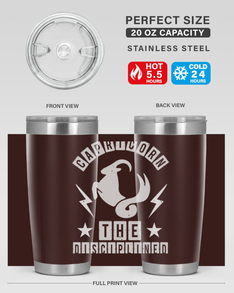 Capricorn 183# Zodiac Tumbler in stainless steel with a stylish design, perfect for hot and cold beverages.