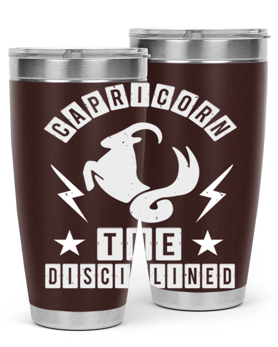 Capricorn 183# Zodiac Tumbler in stainless steel with a stylish design, perfect for hot and cold beverages.