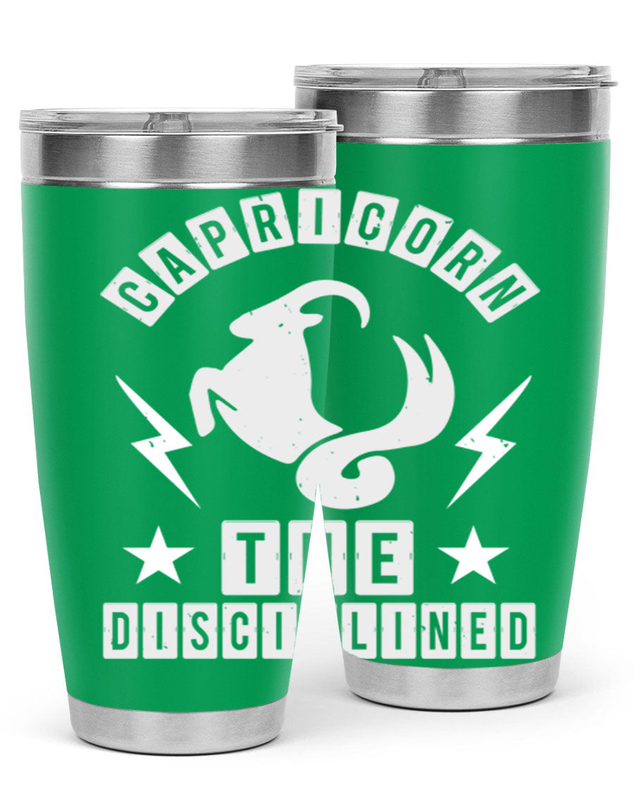 Capricorn 183# Zodiac Tumbler in stainless steel with a stylish design, perfect for hot and cold beverages.