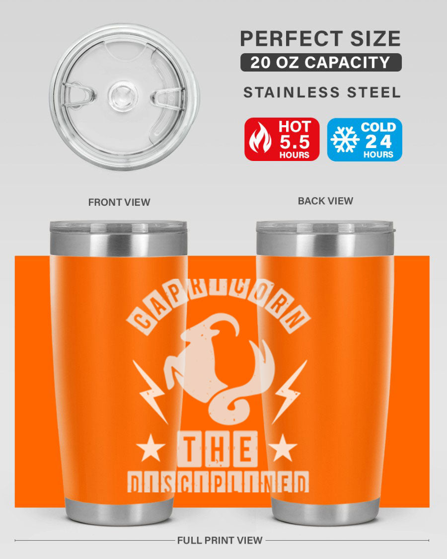 Capricorn 183# Zodiac Tumbler in stainless steel with a stylish design, perfect for hot and cold beverages.