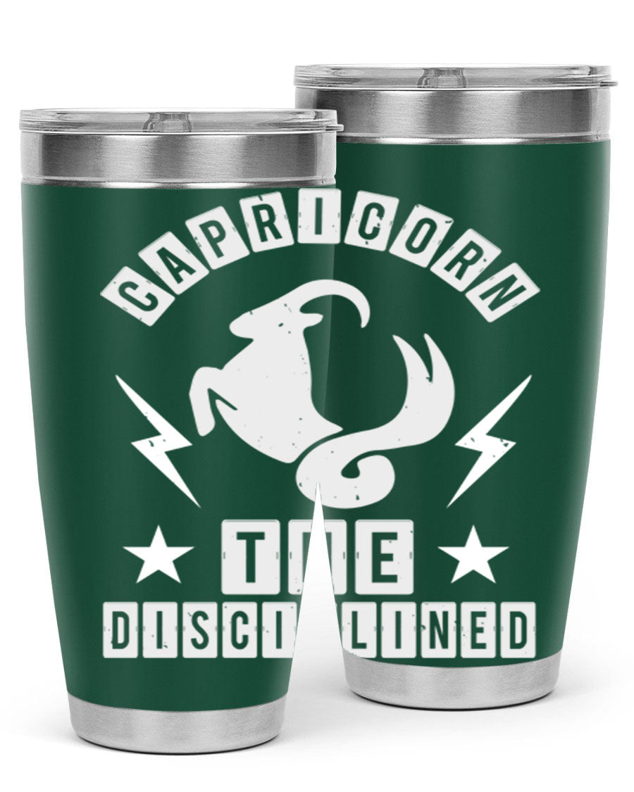 Capricorn 183# Zodiac Tumbler in stainless steel with a stylish design, perfect for hot and cold beverages.