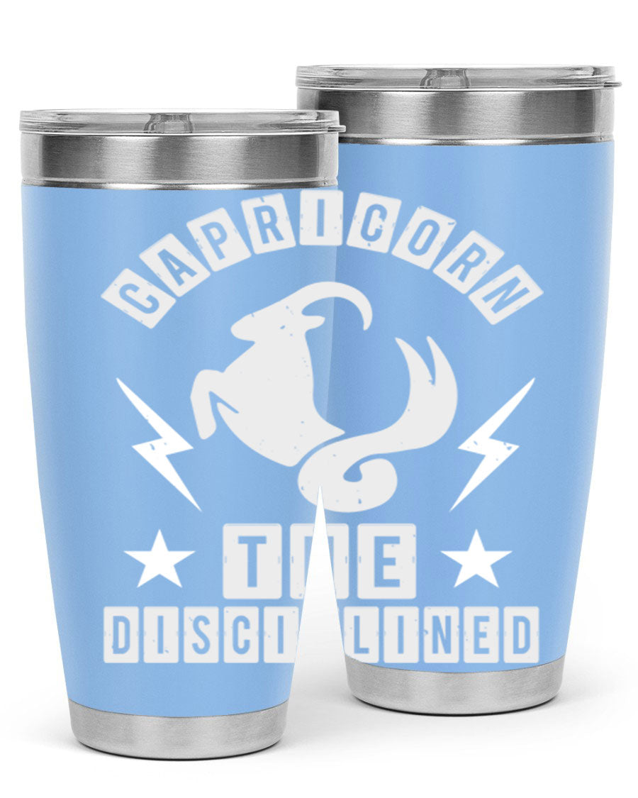 Capricorn 183# Zodiac Tumbler in stainless steel with a stylish design, perfect for hot and cold beverages.