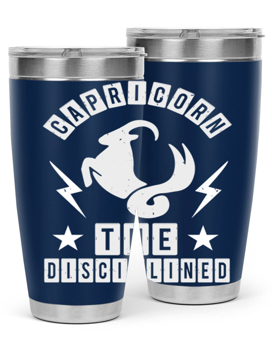 Capricorn 183# Zodiac Tumbler in stainless steel with a stylish design, perfect for hot and cold beverages.
