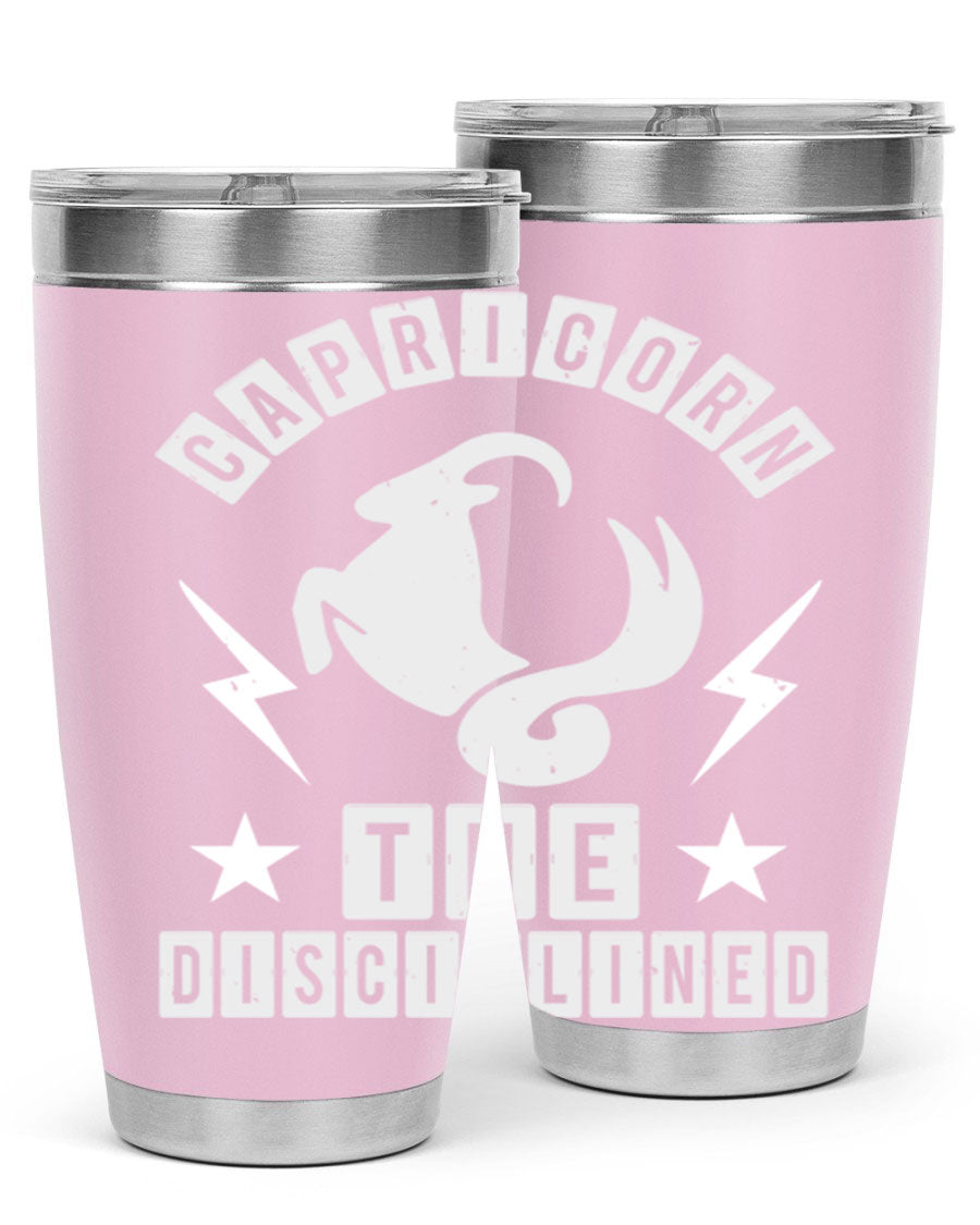 Capricorn 183# Zodiac Tumbler in stainless steel with a stylish design, perfect for hot and cold beverages.