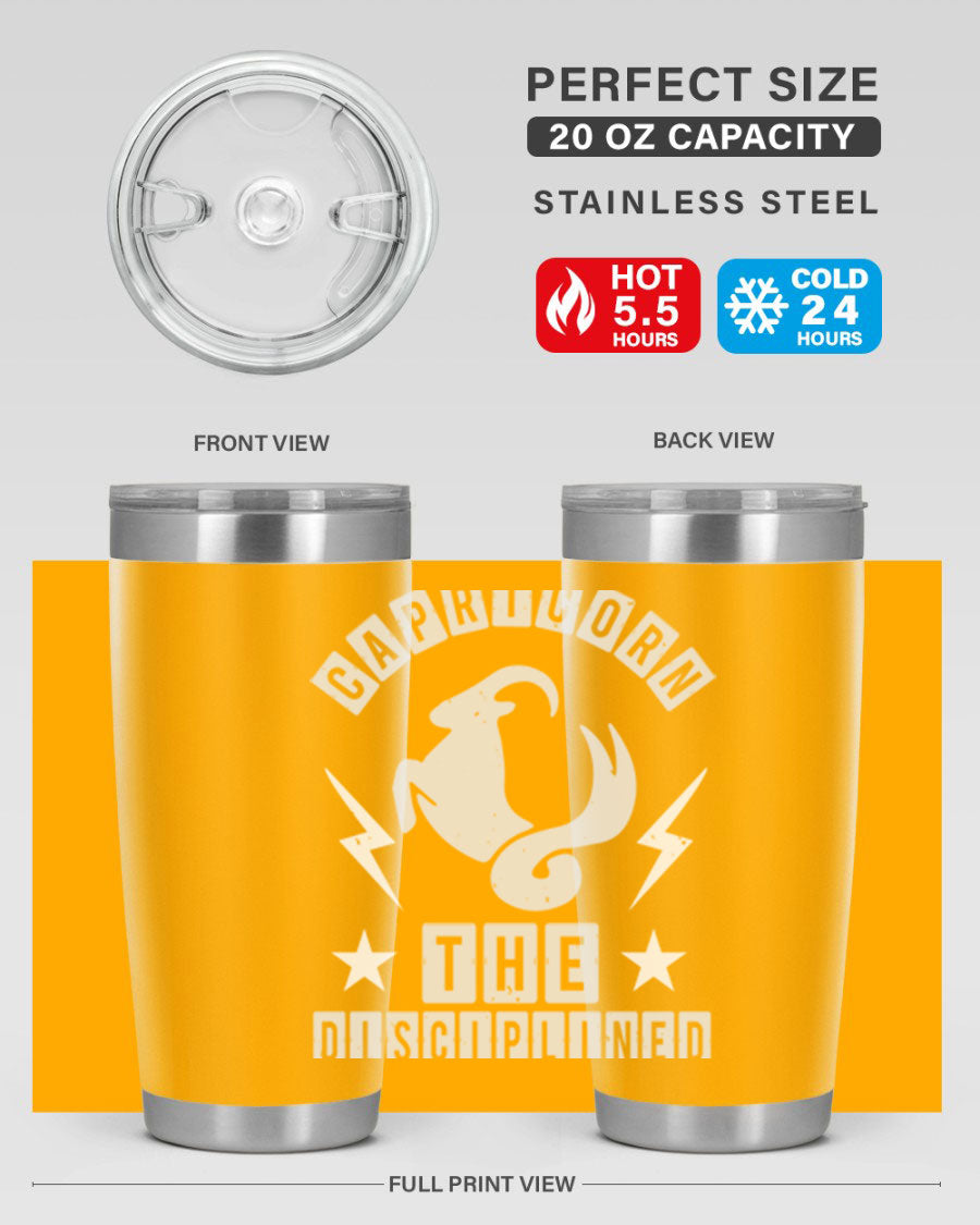 Capricorn 183# Zodiac Tumbler in stainless steel with a stylish design, perfect for hot and cold beverages.
