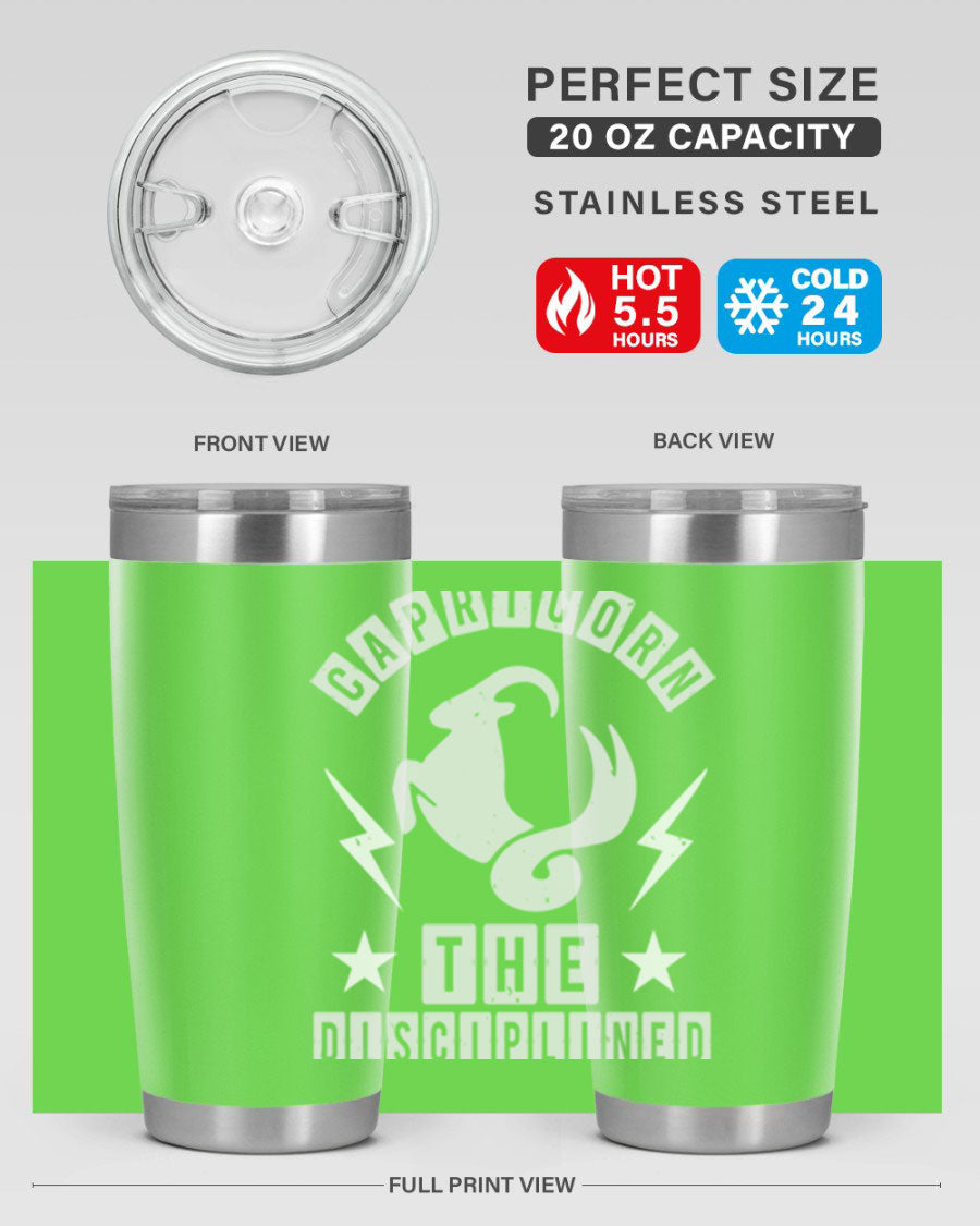 Capricorn 183# Zodiac Tumbler in stainless steel with a stylish design, perfect for hot and cold beverages.