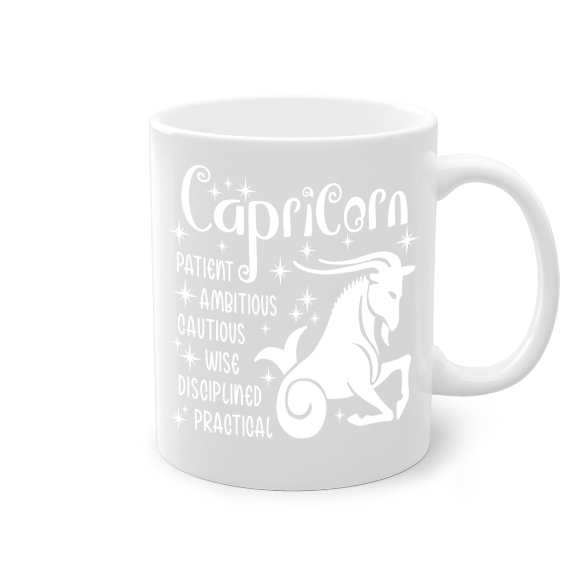 Capricorn 186# Mug featuring a glossy finish with a colored handle and interior, available in multiple colors and sizes.