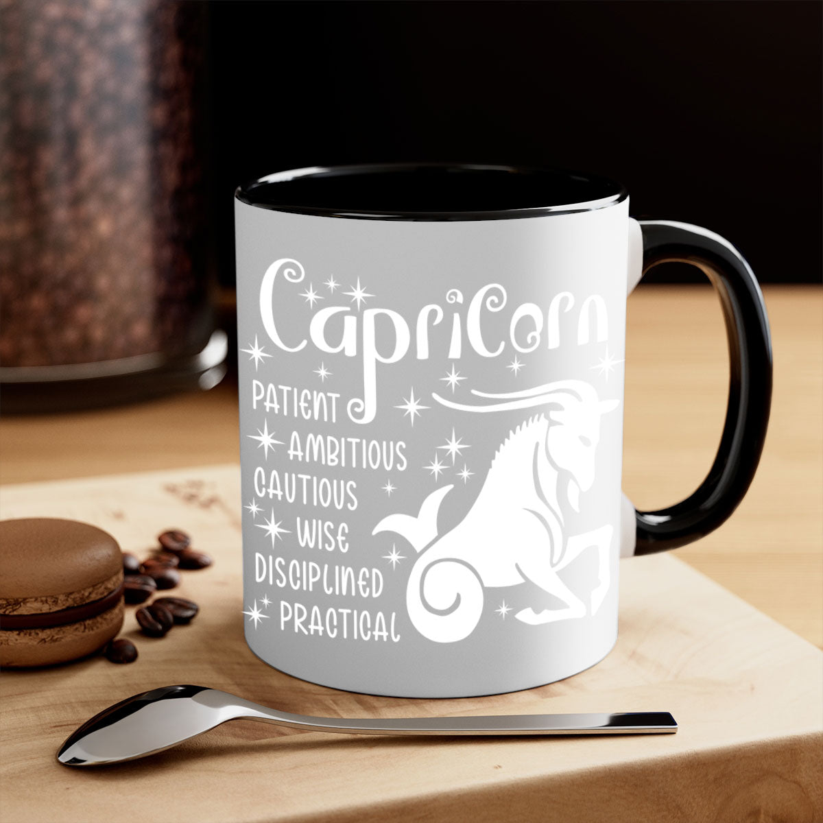 Capricorn 186# Mug featuring a glossy finish with a colored handle and interior, available in multiple colors and sizes.