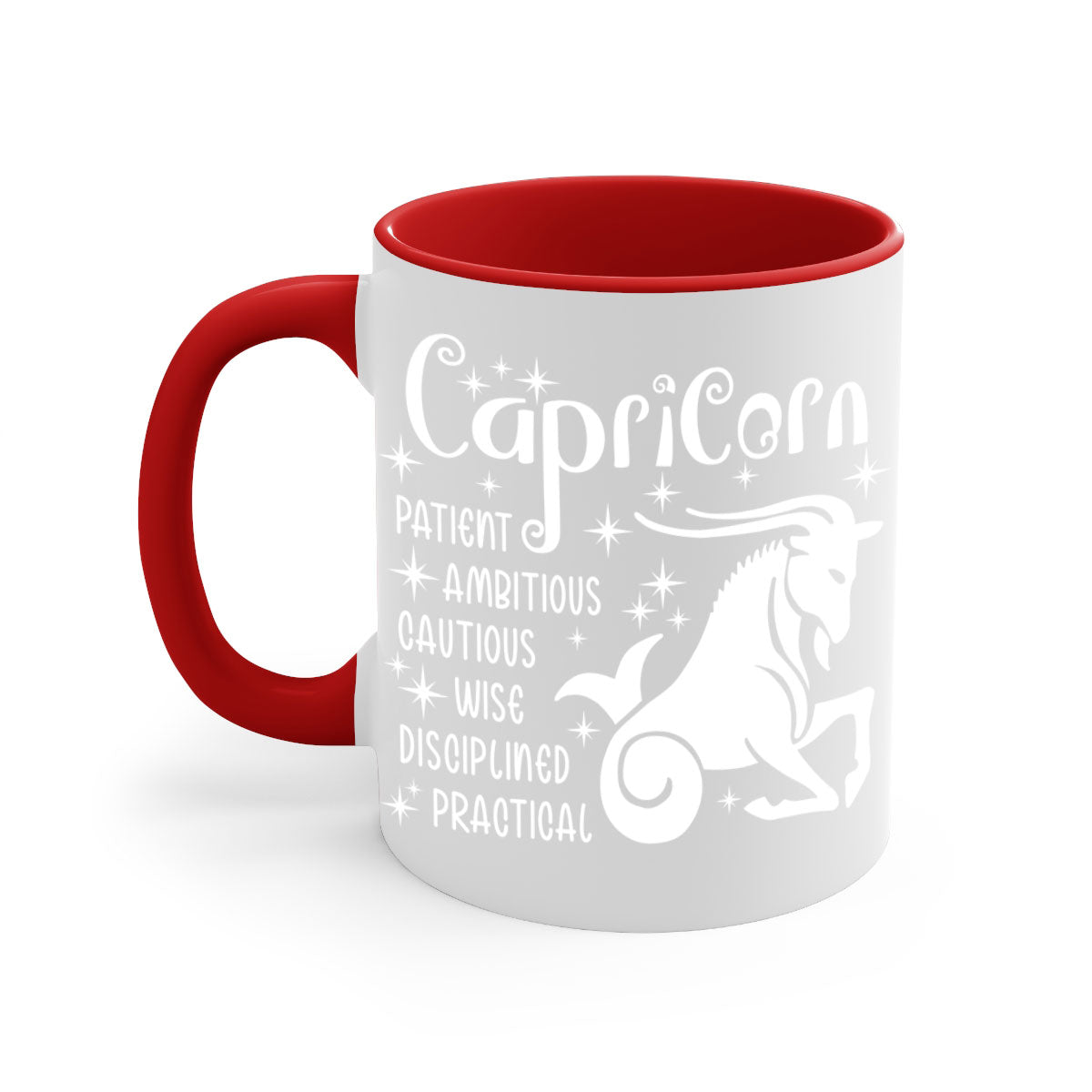 Capricorn 186# Mug featuring a glossy finish with a colored handle and interior, available in multiple colors and sizes.