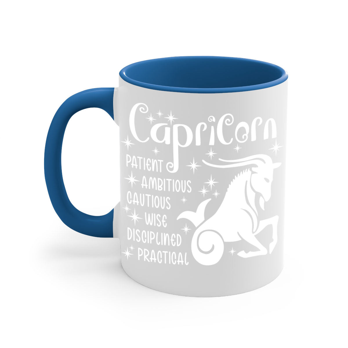 Capricorn 186# Mug featuring a glossy finish with a colored handle and interior, available in multiple colors and sizes.