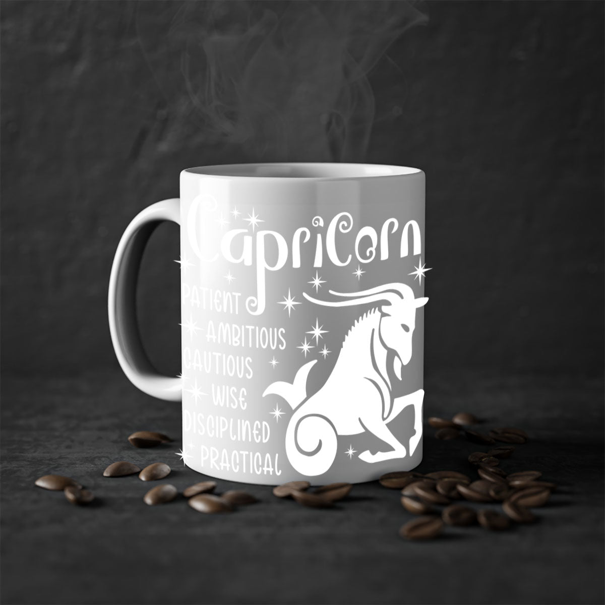 Capricorn 186# Mug featuring a glossy finish with a colored handle and interior, available in multiple colors and sizes.