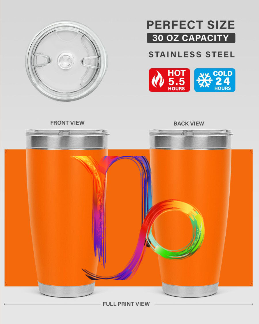 Capricorn 187# 20oz Tumbler made of stainless steel with a copper lining, featuring a drink-thru lid and a stylish zodiac design.