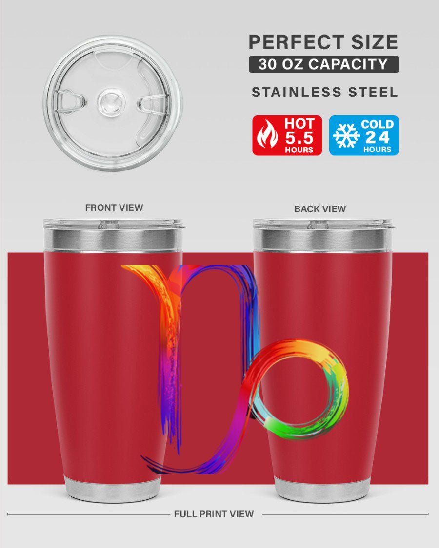 Capricorn 187# 20oz Tumbler made of stainless steel with a copper lining, featuring a drink-thru lid and a stylish zodiac design.