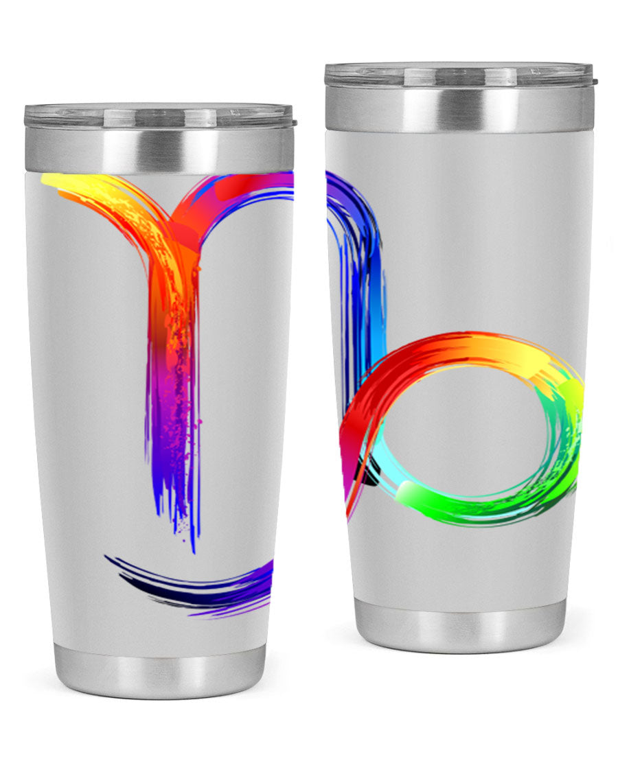 Capricorn 187# 20oz Tumbler made of stainless steel with a copper lining, featuring a drink-thru lid and a stylish zodiac design.
