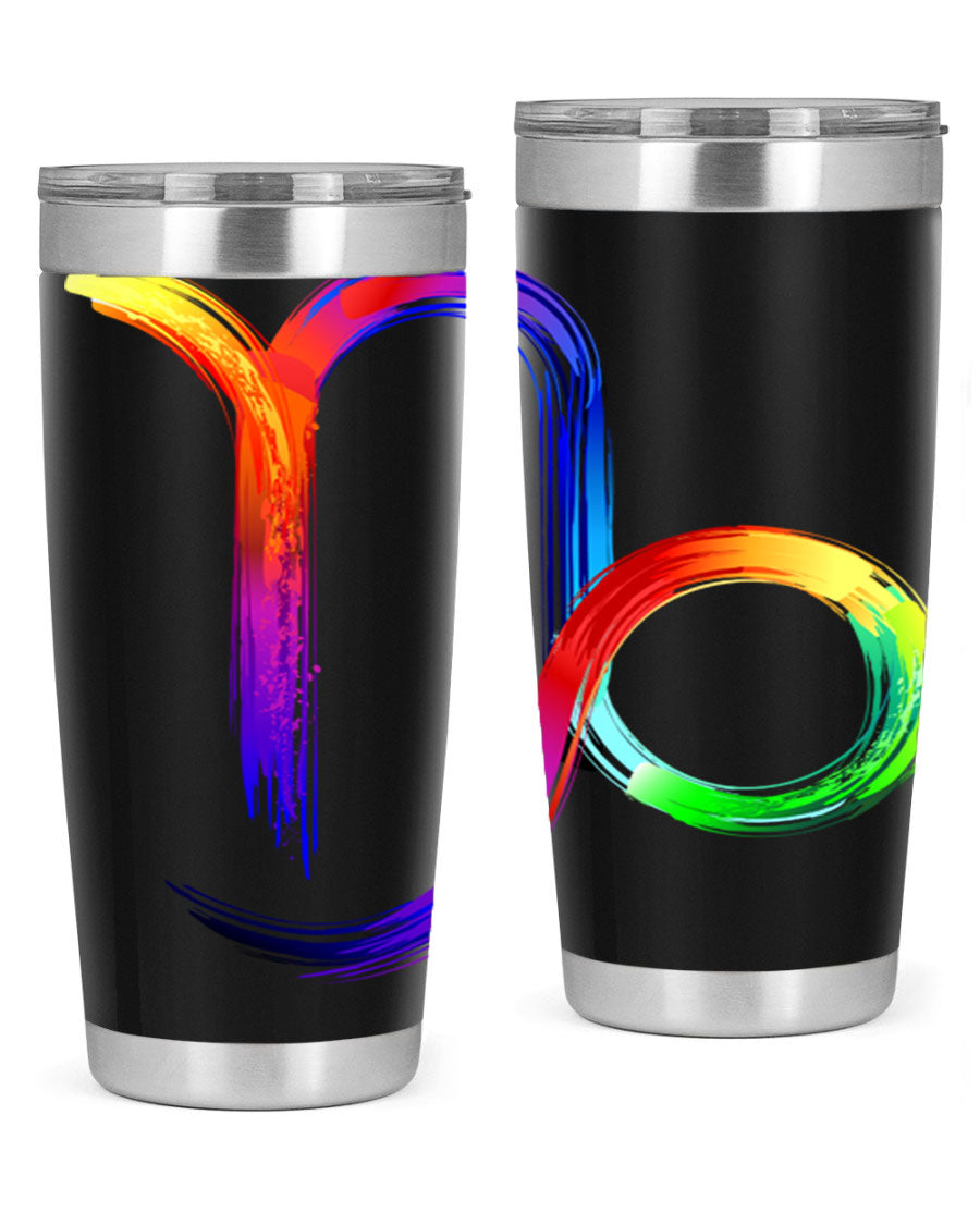 Capricorn 187# 20oz Tumbler made of stainless steel with a copper lining, featuring a drink-thru lid and a stylish zodiac design.
