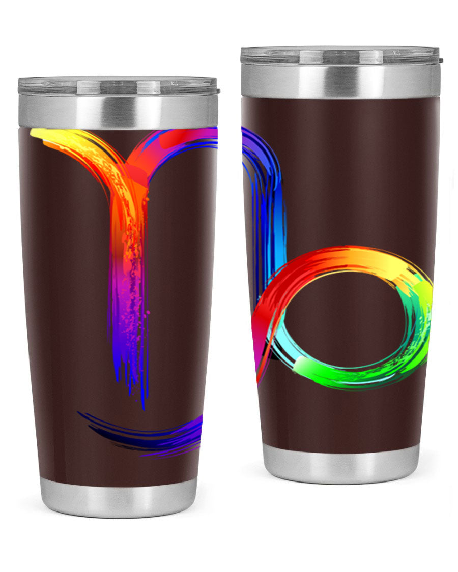 Capricorn 187# 20oz Tumbler made of stainless steel with a copper lining, featuring a drink-thru lid and a stylish zodiac design.