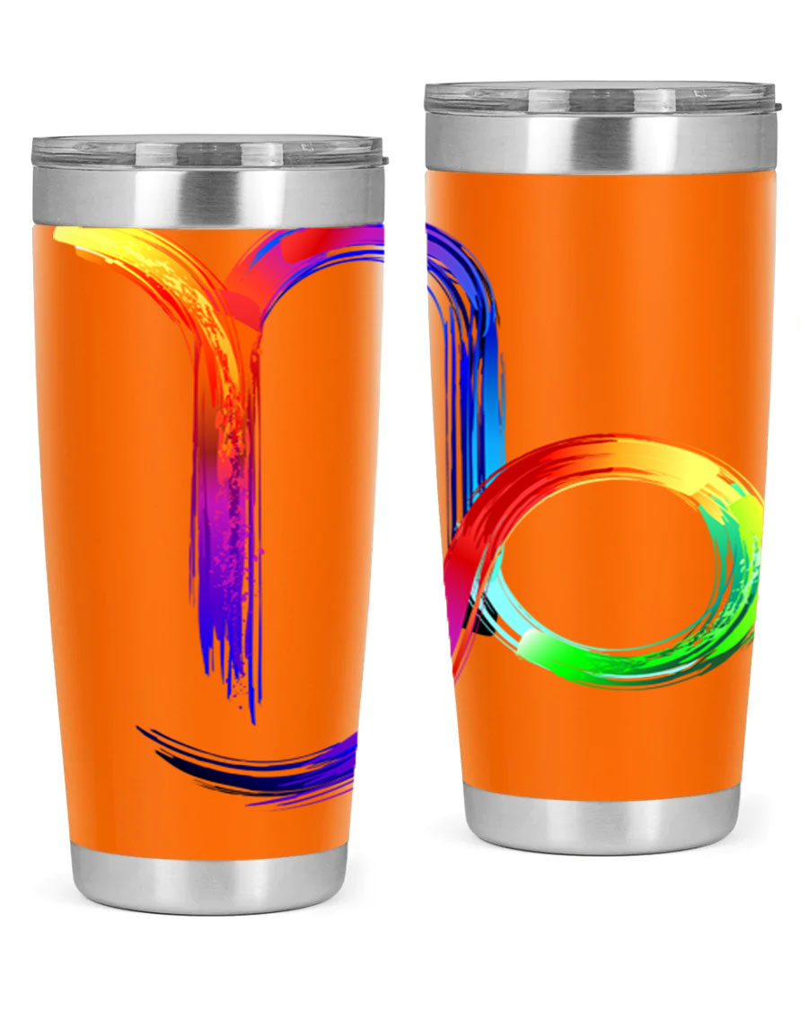 Capricorn 187# 20oz Tumbler made of stainless steel with a copper lining, featuring a drink-thru lid and a stylish zodiac design.
