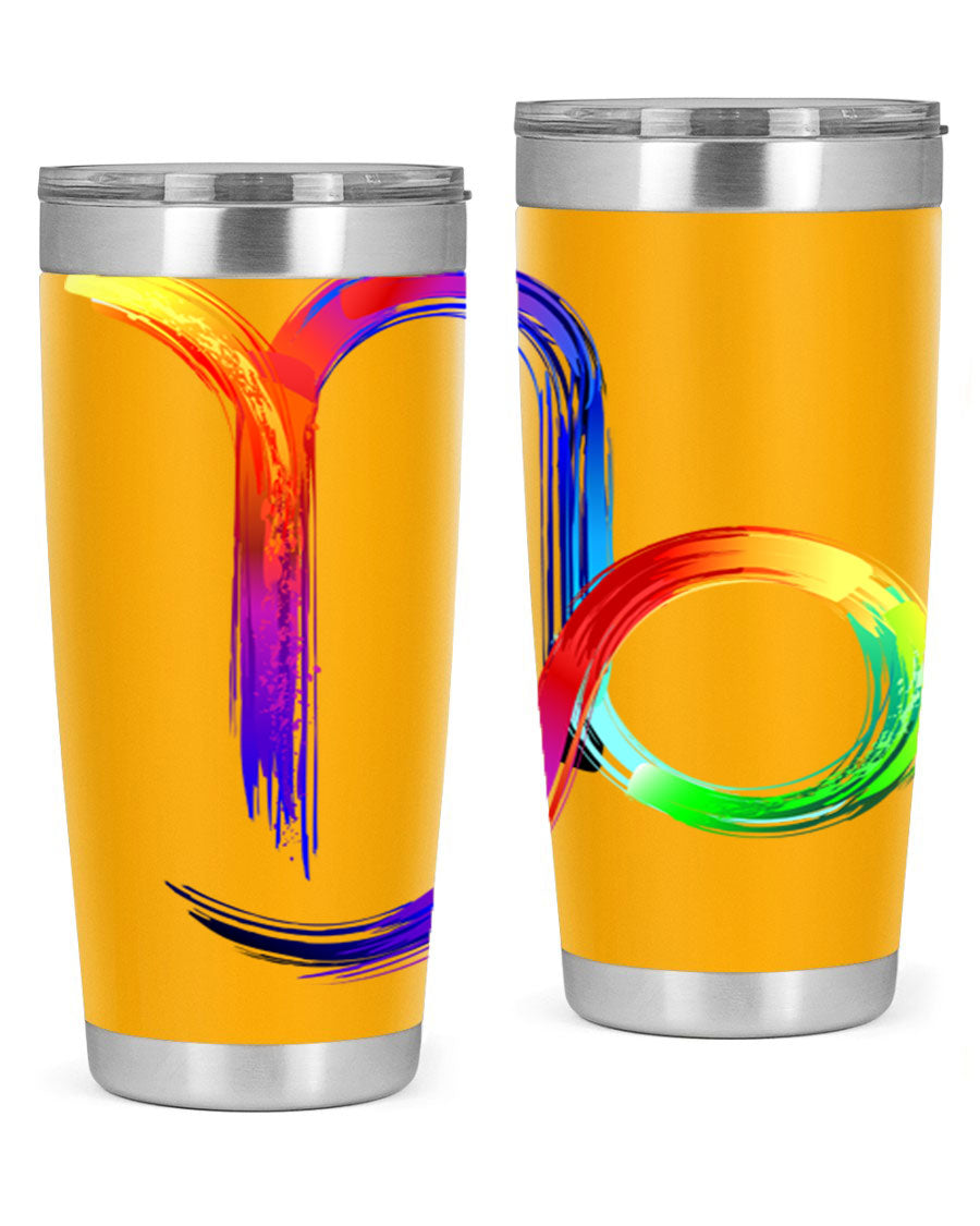 Capricorn 187# 20oz Tumbler made of stainless steel with a copper lining, featuring a drink-thru lid and a stylish zodiac design.