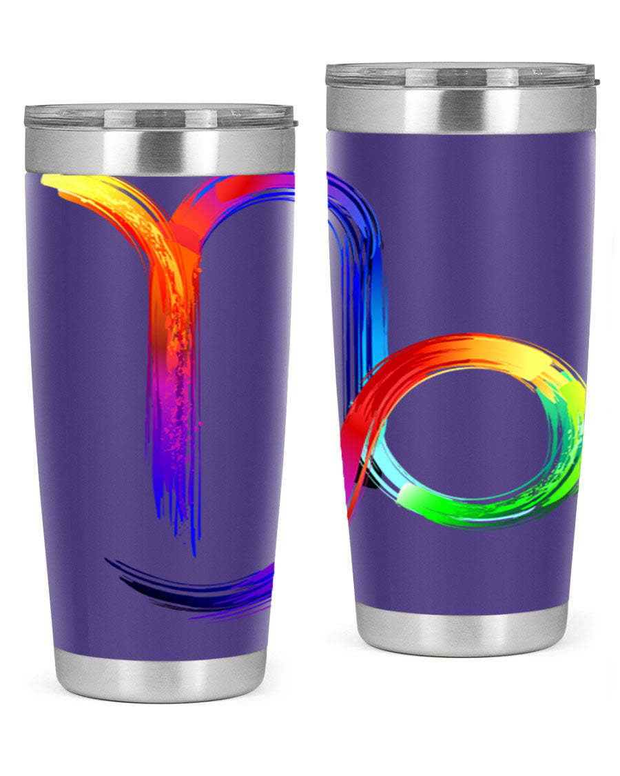 Capricorn 187# 20oz Tumbler made of stainless steel with a copper lining, featuring a drink-thru lid and a stylish zodiac design.