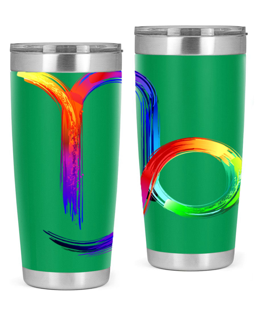 Capricorn 187# 20oz Tumbler made of stainless steel with a copper lining, featuring a drink-thru lid and a stylish zodiac design.
